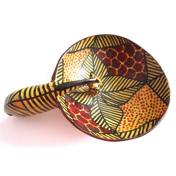 Hand Carved Hand Painted African Kenya Wood Giraffe Drinking From Bowl, Folk Art - Picture 12 of 16